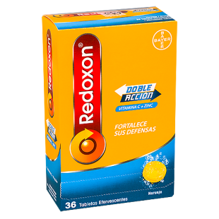 Redoxon para fortalecer las defensas, 36 tabletas efervescentes sabor naranja
