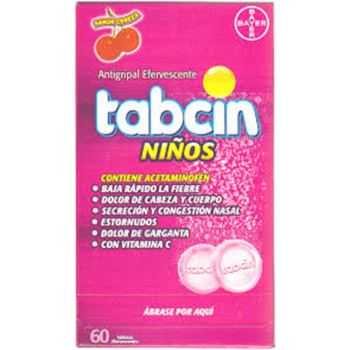 Tabcin Niños sabor Cereza, 60 tabletas efervescentes
